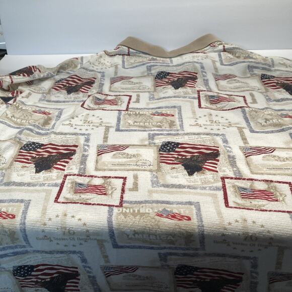 Royal Air America Polo Shirt flag Print In Beige With Red And Navy - Picture 6 of 7